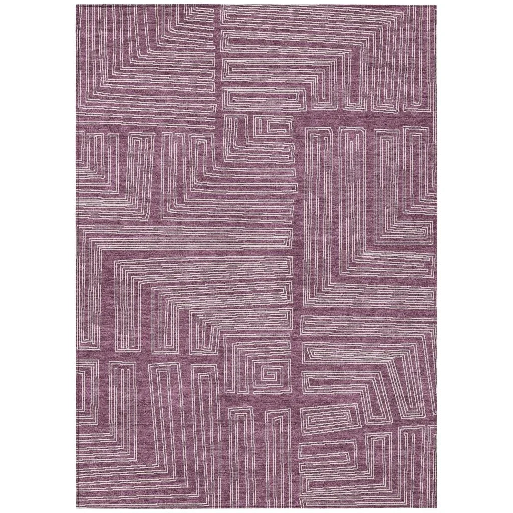 LOOMLAN Rugs Clayra Purple Washable Indoor-Outdoor Rug