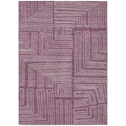LOOMLAN Rugs Clayra Purple Washable Indoor-Outdoor Rug