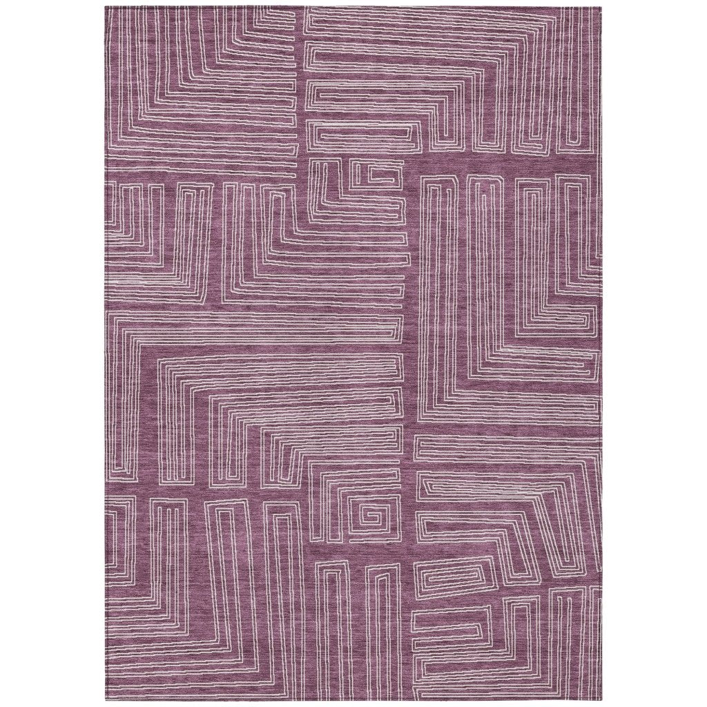 LOOMLAN Rugs Clayra Purple Washable Indoor-Outdoor Rug