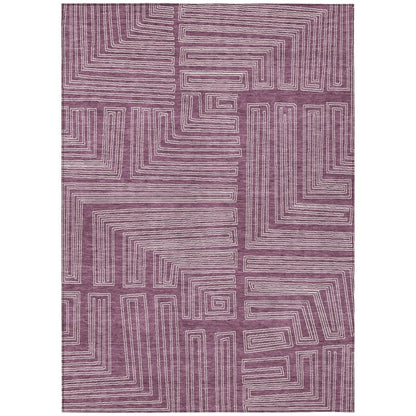 LOOMLAN Rugs Clayra Purple Washable Indoor-Outdoor Rug