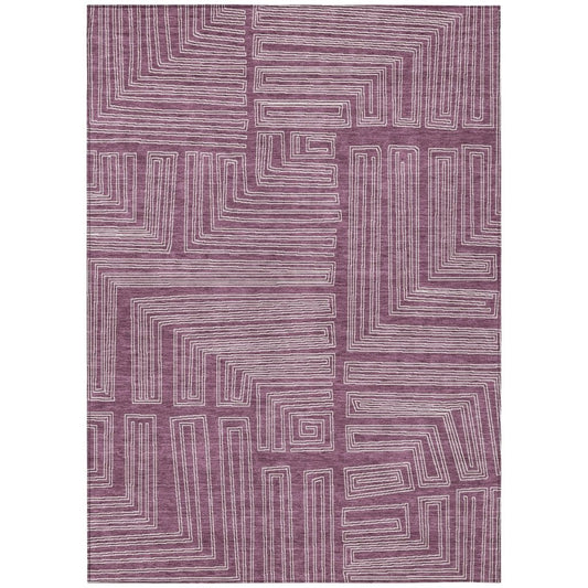 LOOMLAN Rugs Clayra Purple Washable Indoor-Outdoor Rug