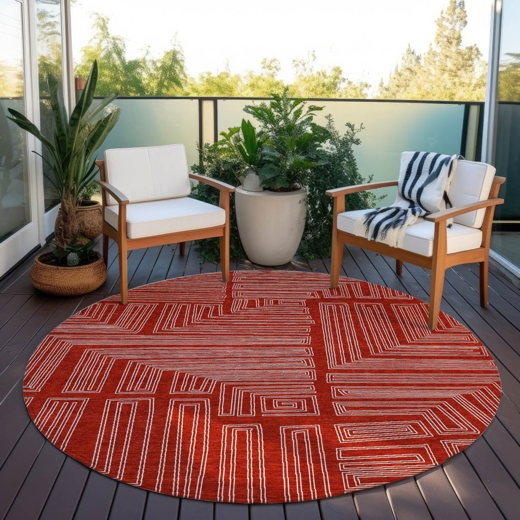 LOOMLAN Rugs Clayra Red Washable Indoor-Outdoor Rug