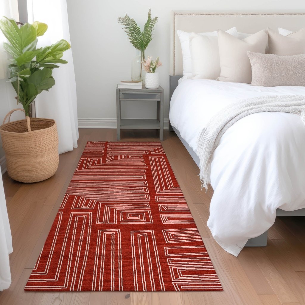 LOOMLAN Rugs Clayra Red Washable Indoor-Outdoor Rug