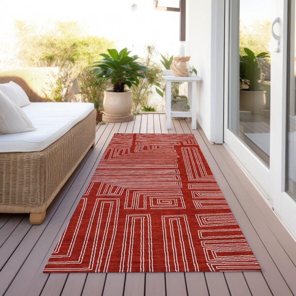 LOOMLAN Rugs Clayra Red Washable Indoor-Outdoor Rug