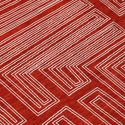 LOOMLAN Rugs Clayra Red Washable Indoor-Outdoor Rug