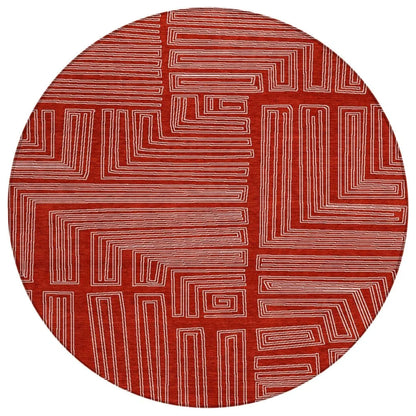 LOOMLAN Rugs Clayra Red Washable Indoor-Outdoor Rug