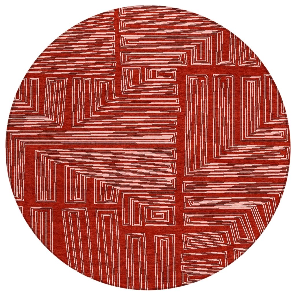 LOOMLAN Rugs Clayra Red Washable Indoor-Outdoor Rug