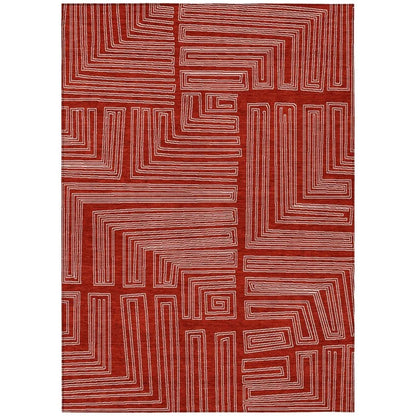 LOOMLAN Rugs Clayra Red Washable Indoor-Outdoor Rug