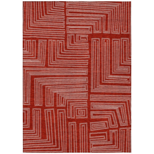 LOOMLAN Rugs Clayra Red Washable Indoor-Outdoor Rug