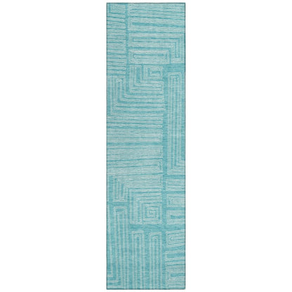 LOOMLAN Rugs Clayra Teal Washable Indoor-Outdoor Rug