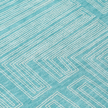 LOOMLAN Rugs Clayra Teal Washable Indoor-Outdoor Rug