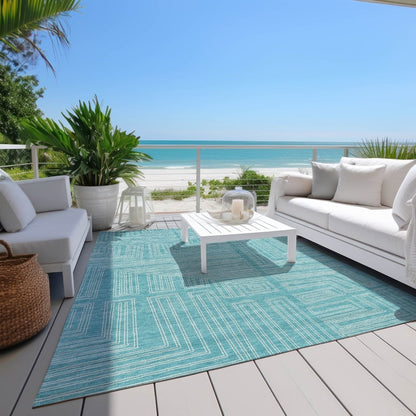 LOOMLAN Rugs Clayra Teal Washable Indoor-Outdoor Rug