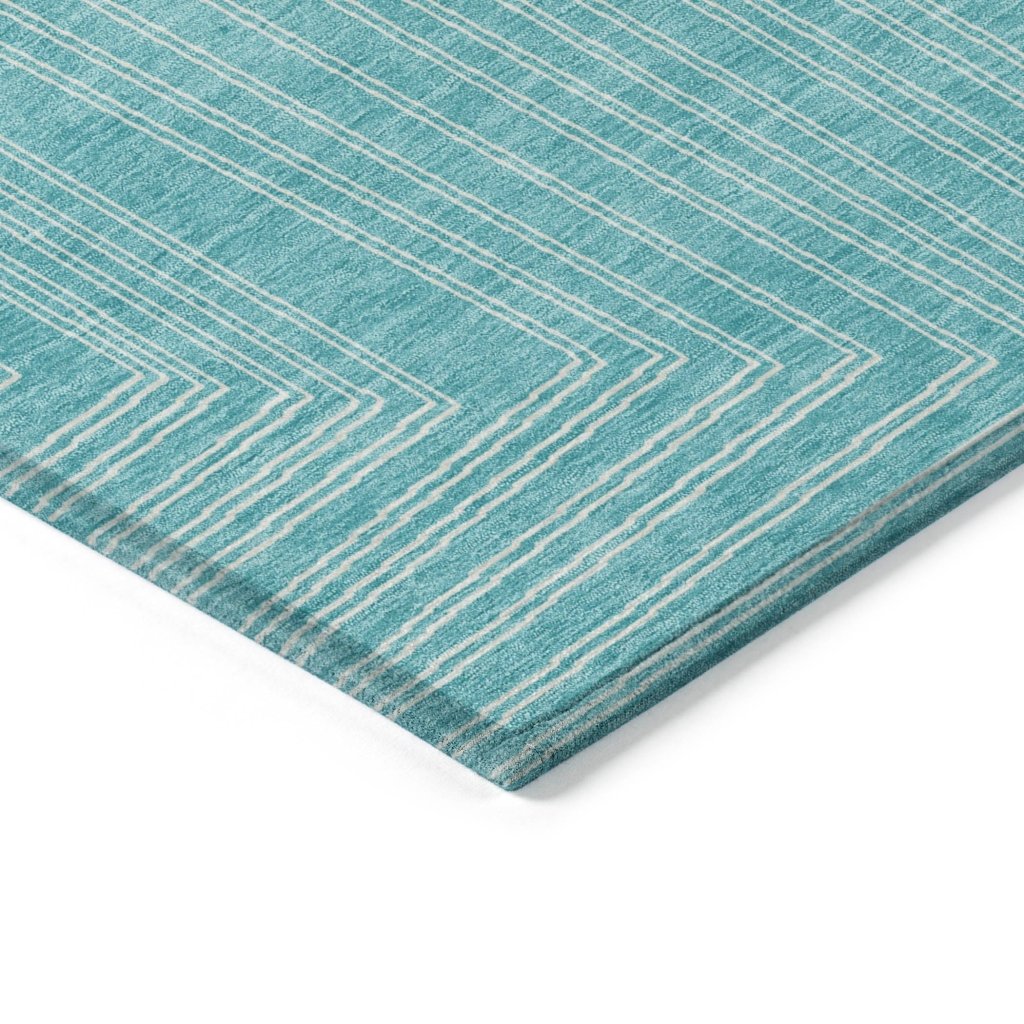 LOOMLAN Rugs Clayra Teal Washable Indoor-Outdoor Rug