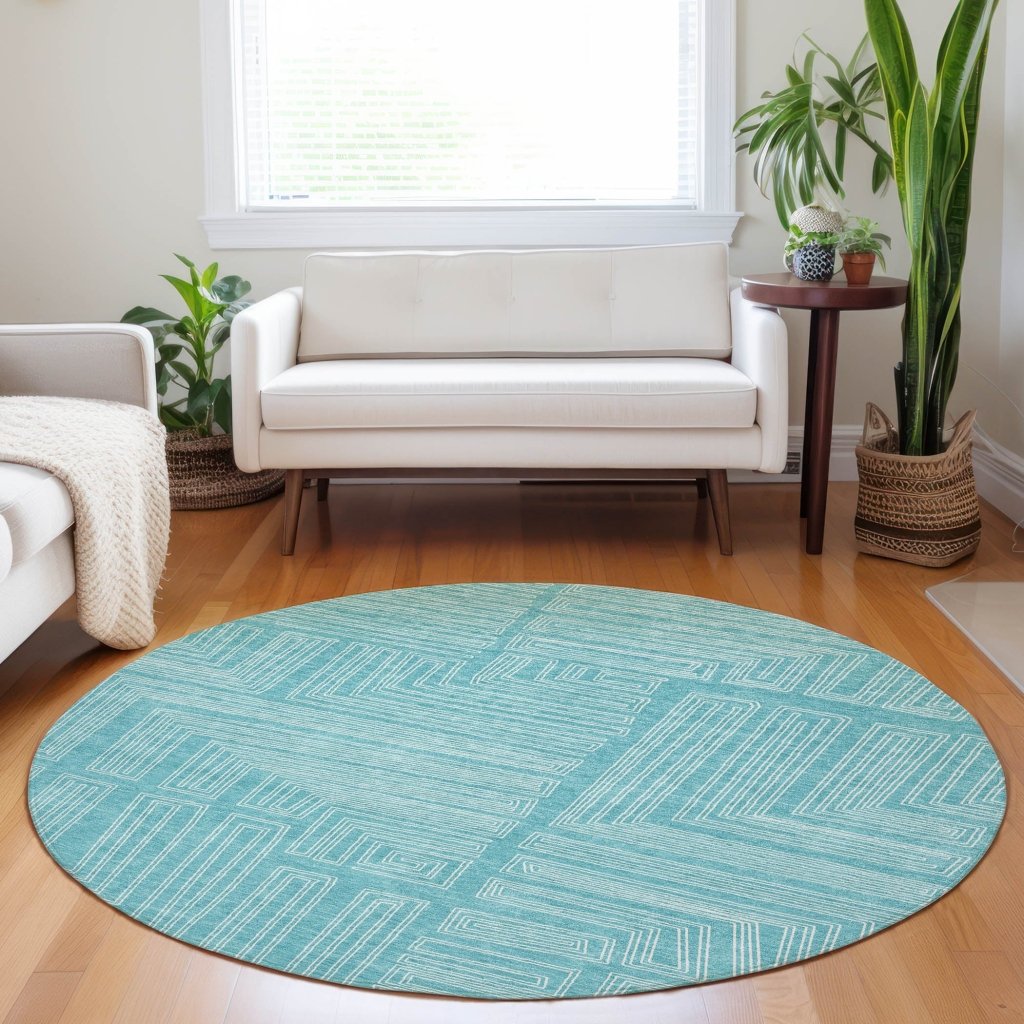 LOOMLAN Rugs Clayra Teal Washable Indoor-Outdoor Rug