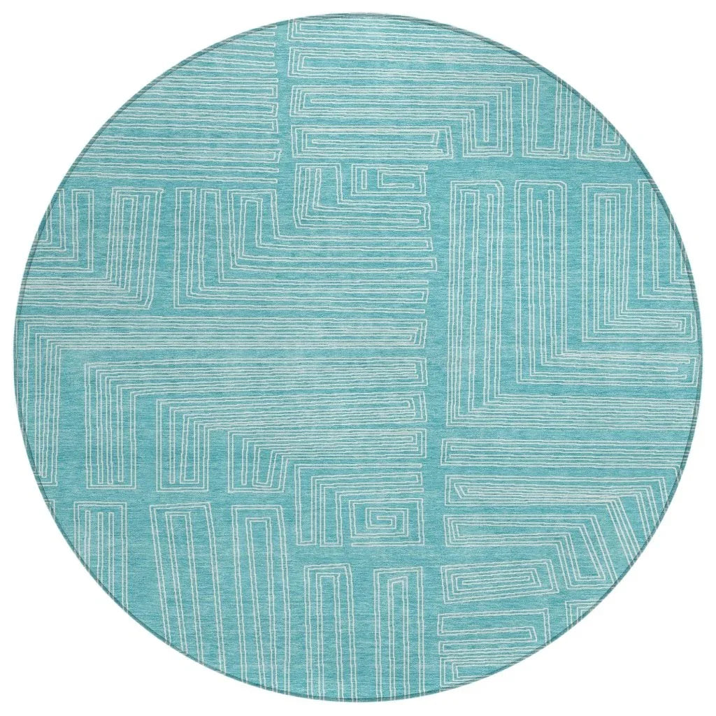 LOOMLAN Rugs Clayra Teal Washable Indoor-Outdoor Rug