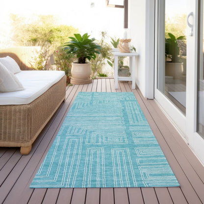 LOOMLAN Rugs Clayra Teal Washable Indoor-Outdoor Rug