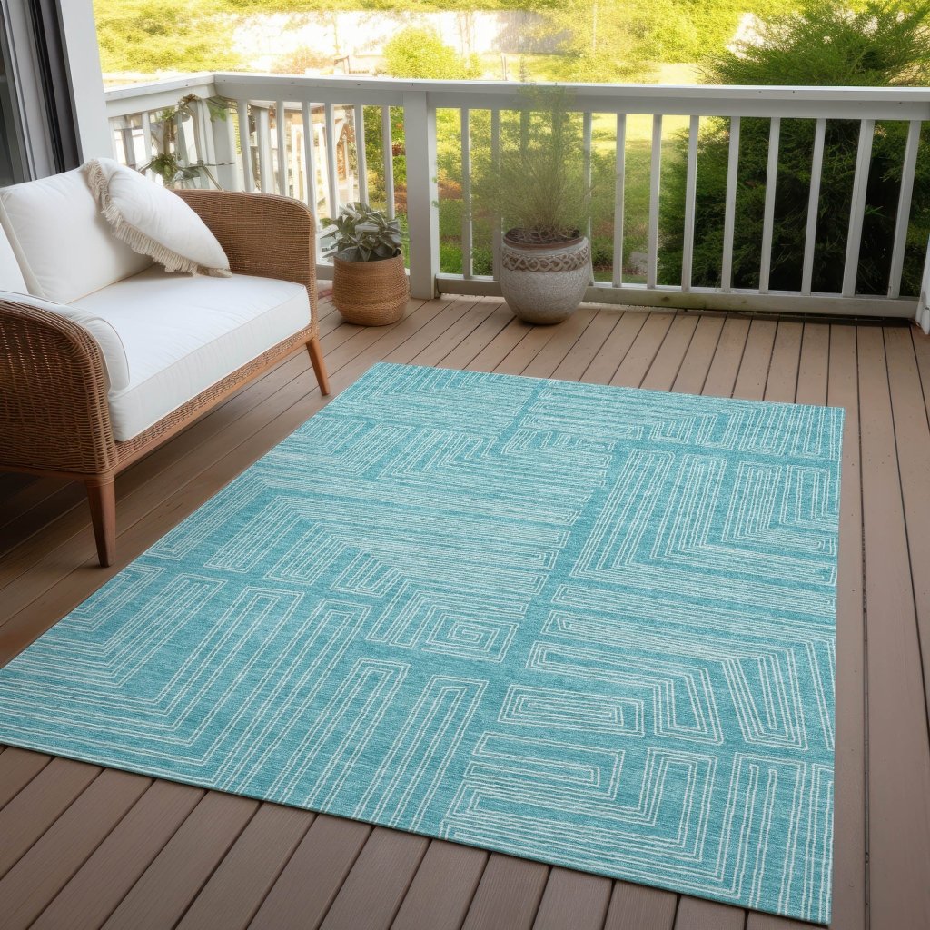LOOMLAN Rugs Clayra Teal Washable Indoor-Outdoor Rug