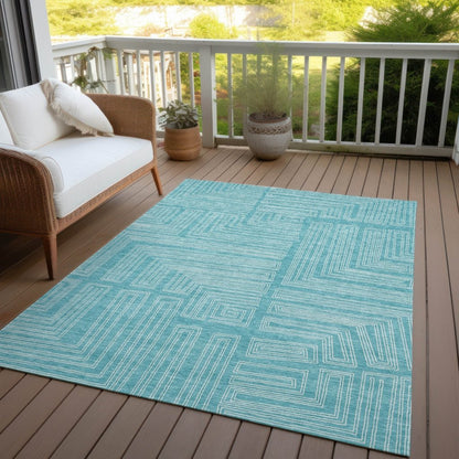 LOOMLAN Rugs Clayra Teal Washable Indoor-Outdoor Rug