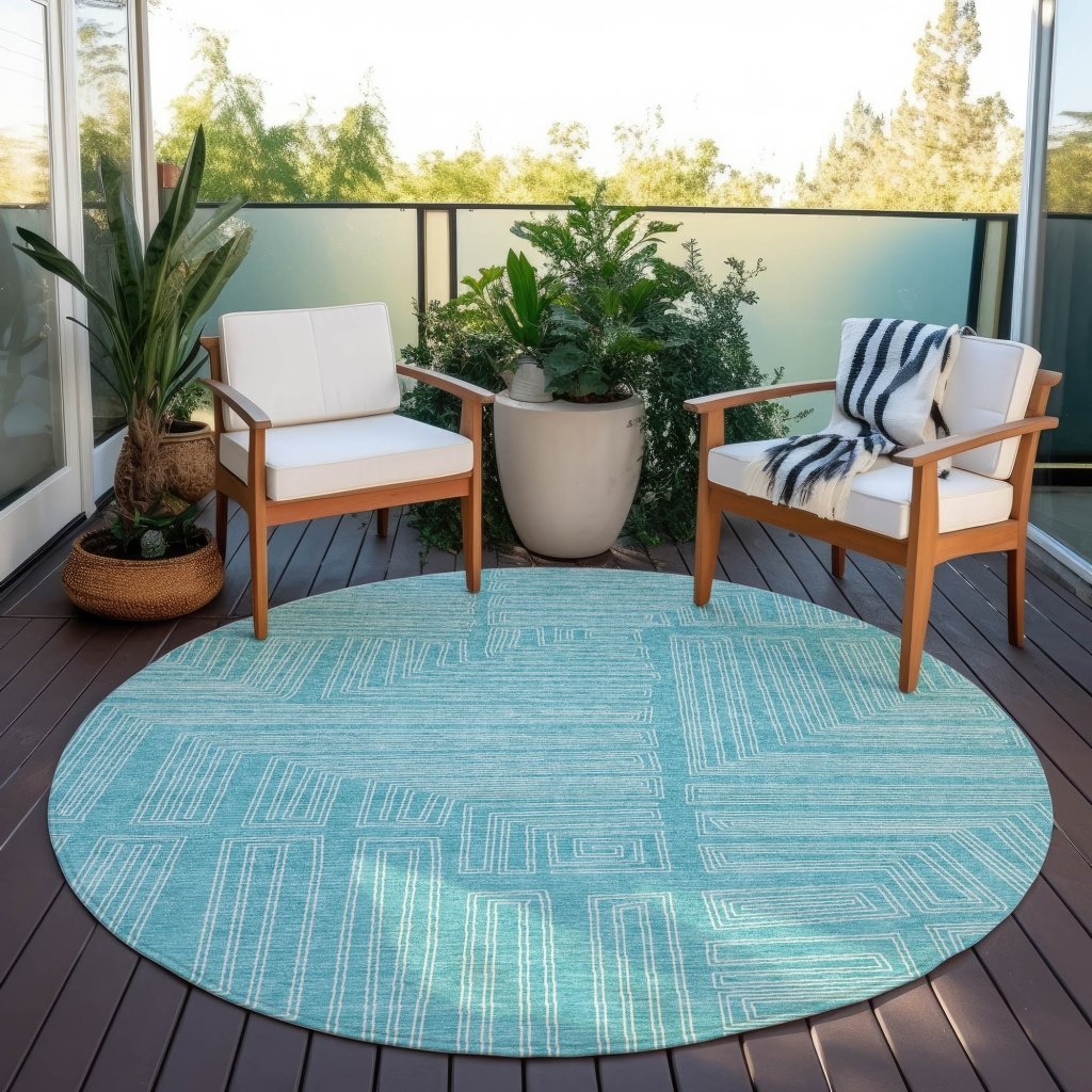 LOOMLAN Rugs Clayra Teal Washable Indoor-Outdoor Rug