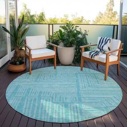 LOOMLAN Rugs Clayra Teal Washable Indoor-Outdoor Rug
