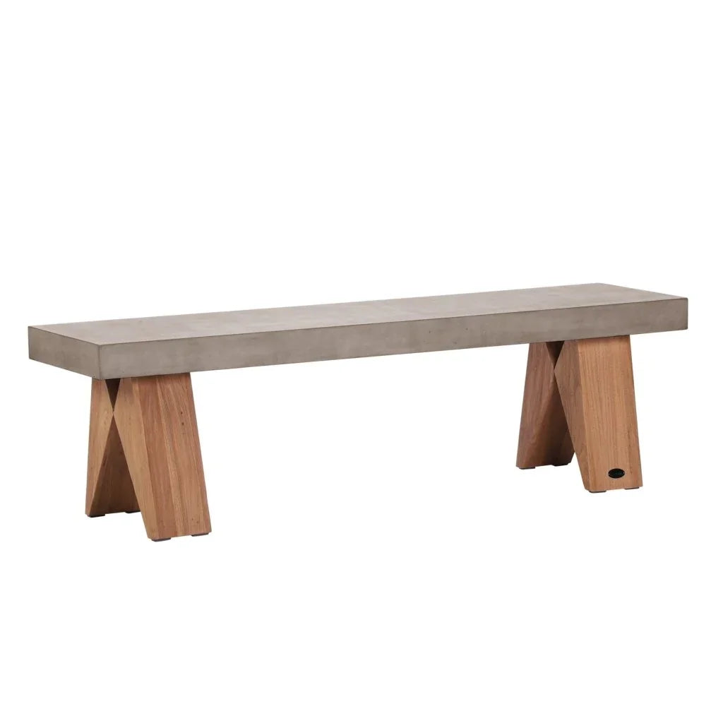 Clip Teak And Concrete Patio Bench