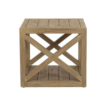 Coastal Teak X Shape Outdoor End Table - LOOMLAN - Sunset West - Outdoor Side Tables