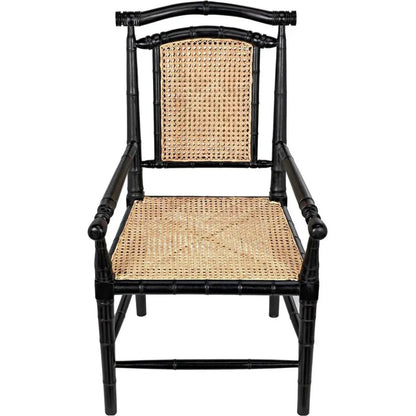 Noir Colonial Bamboo Wood Black Arm Chair