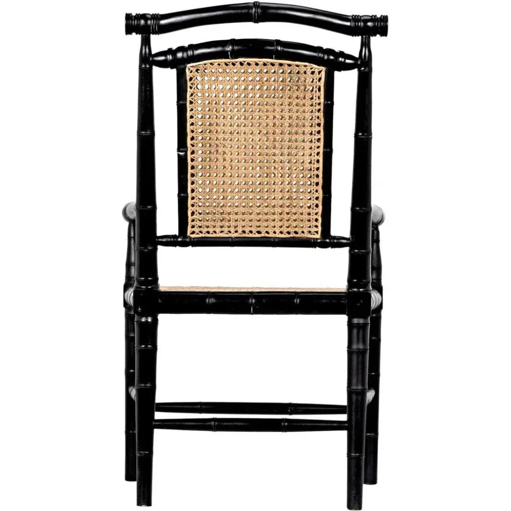 Noir Colonial Bamboo Wood Black Arm Chair
