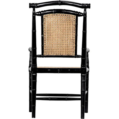 Noir Colonial Bamboo Wood Black Arm Chair