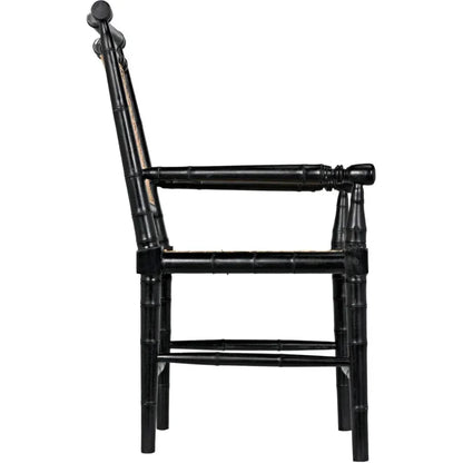 Noir Colonial Bamboo Wood Black Arm Chair