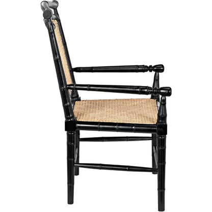 Noir Colonial Bamboo Wood Black Arm Chair