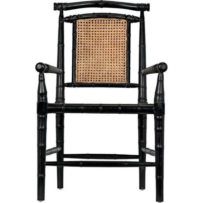 Noir Colonial Bamboo Wood Black Arm Chair