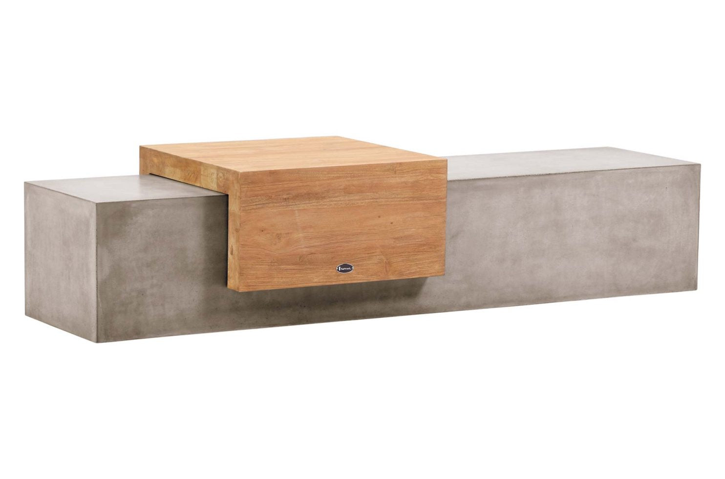 Seasonal Living Monolith Concrete Outdoor Bench with Teak Tabletop