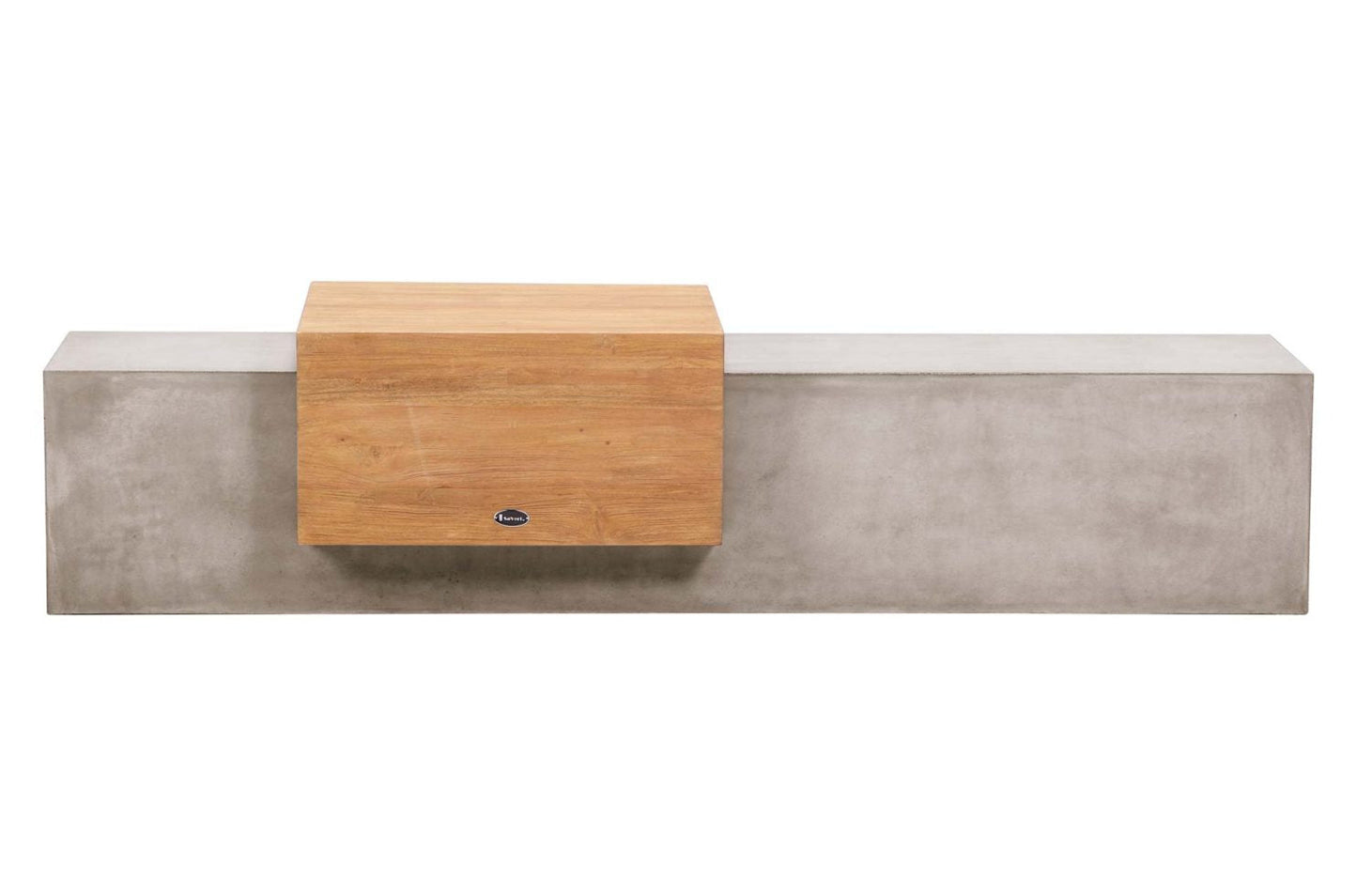 Seasonal Living Monolith Concrete Outdoor Bench with Teak Tabletop