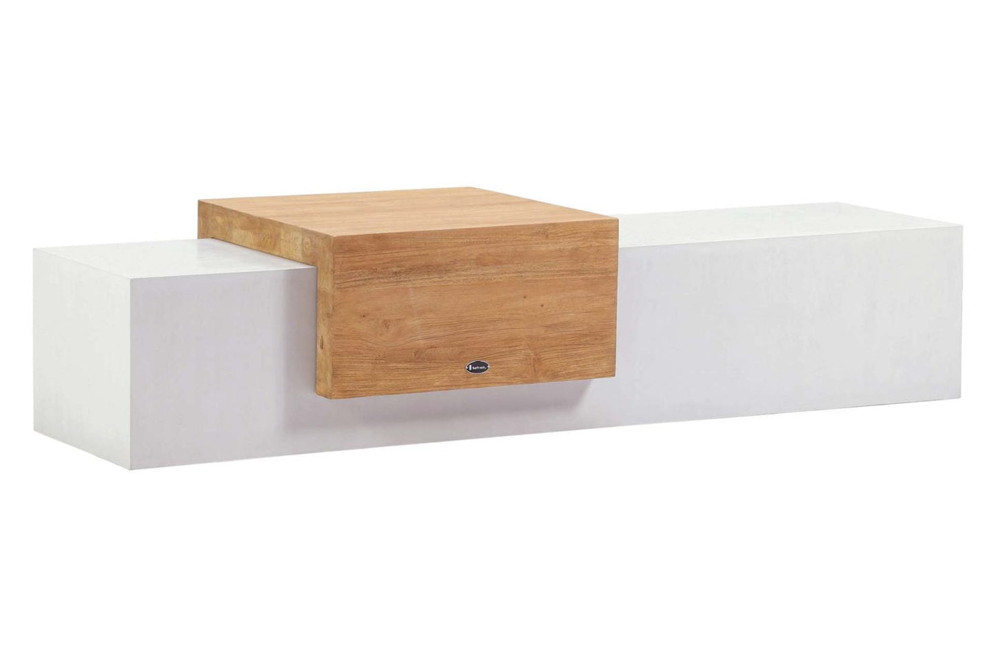 Seasonal Living Monolith Concrete Outdoor Bench with Teak Tabletop