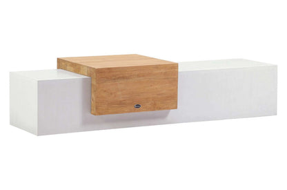 Seasonal Living Monolith Concrete Outdoor Bench with Teak Tabletop