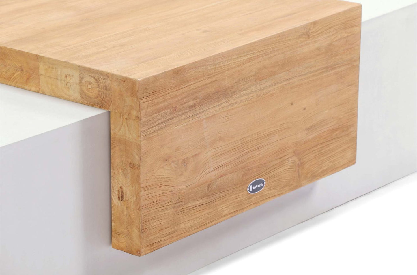 Seasonal Living Monolith Concrete Outdoor Bench with Teak Tabletop