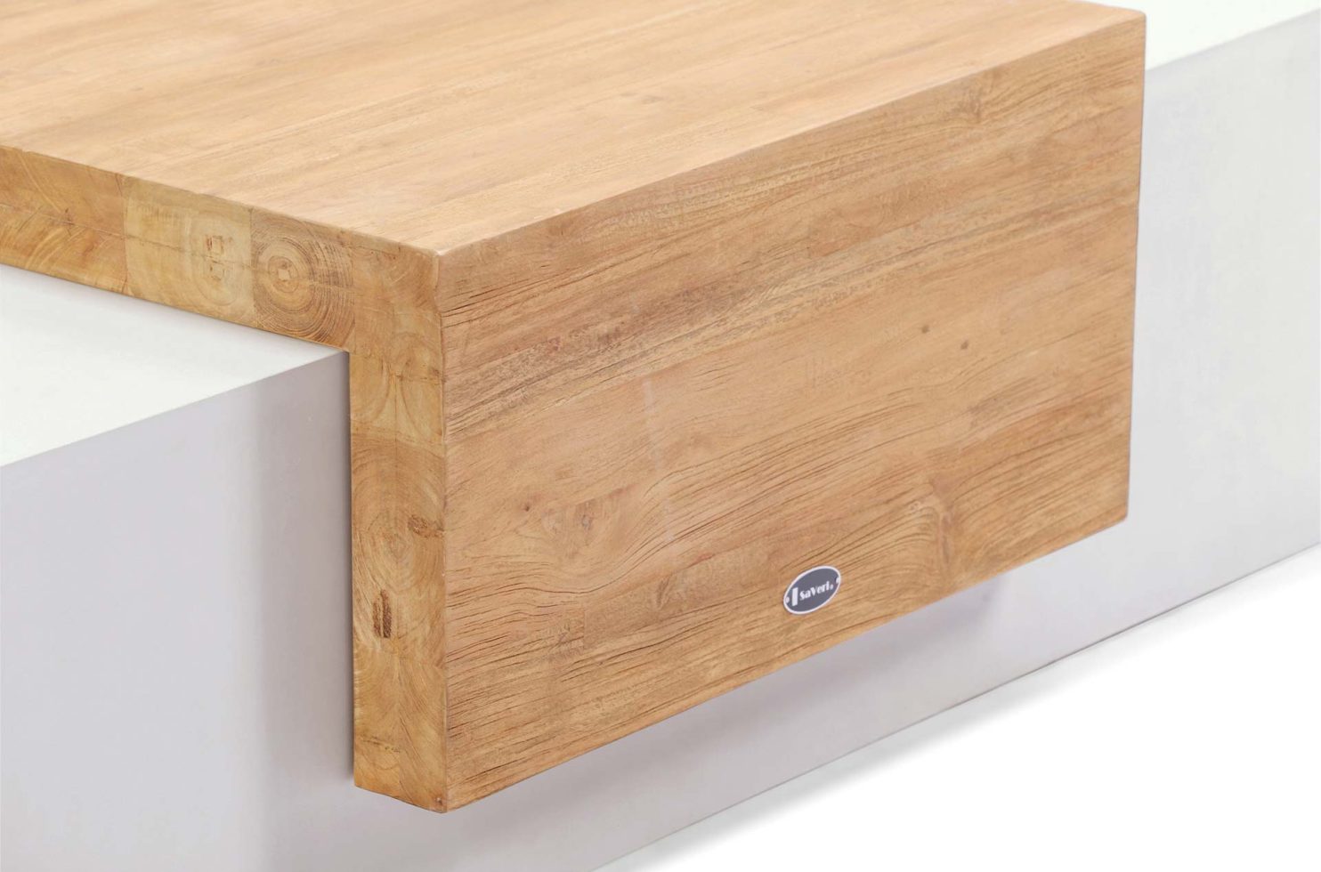 Seasonal Living Monolith Concrete Outdoor Bench with Teak Tabletop