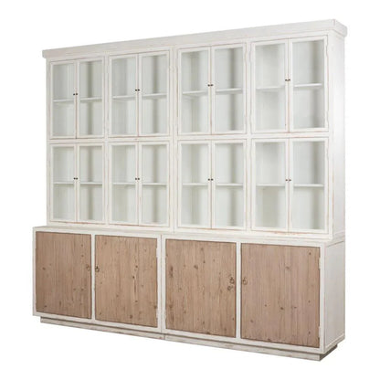 Connor Two - Tone Wood Bookcase With Cabinets - LOOMLAN - Sarreid - Buffets & Curios