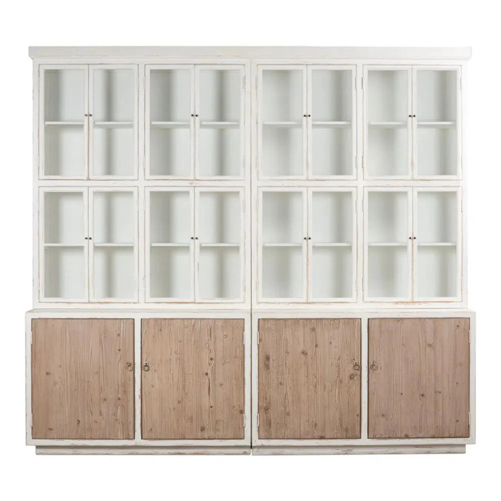 Connor Two - Tone Wood Bookcase With Cabinets - LOOMLAN - Sarreid - Buffets & Curios
