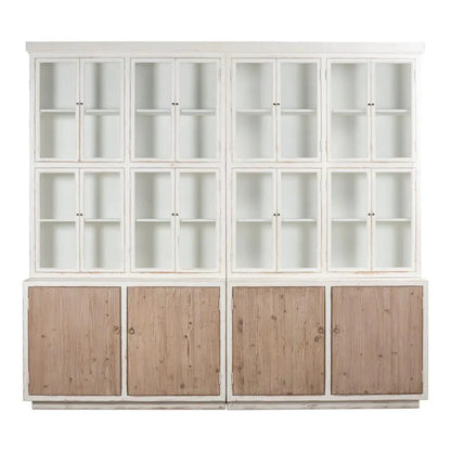 Connor Two - Tone Wood Bookcase With Cabinets - LOOMLAN - Sarreid - Buffets & Curios