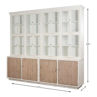 Connor Two - Tone Wood Bookcase With Cabinets - LOOMLAN - Sarreid - Buffets & Curios