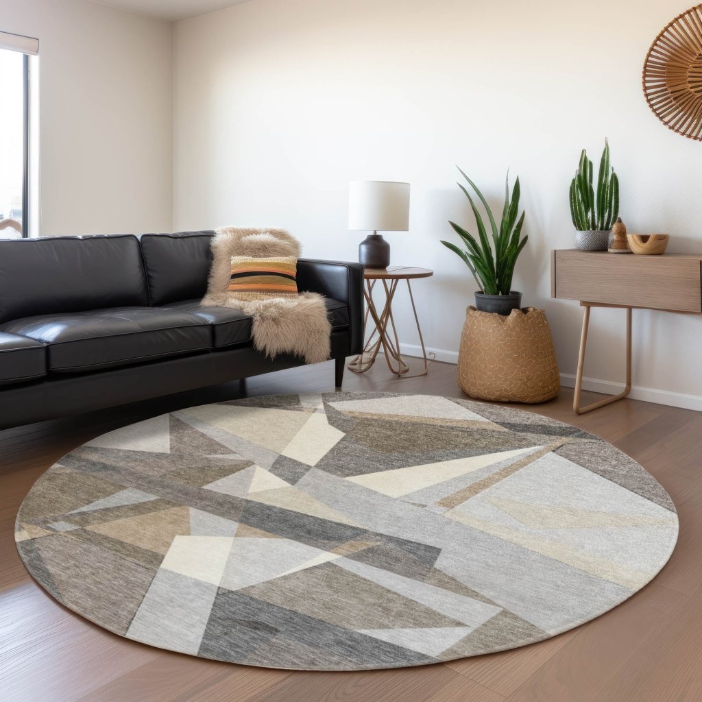 LOOMLAN Rugs Contoure Brown Washable Indoor-Outdoor Rug