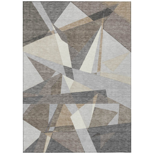 LOOMLAN Rugs Contoure Brown Washable Indoor-Outdoor Rug