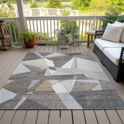 LOOMLAN Rugs Contoure Brown Washable Indoor-Outdoor Rug