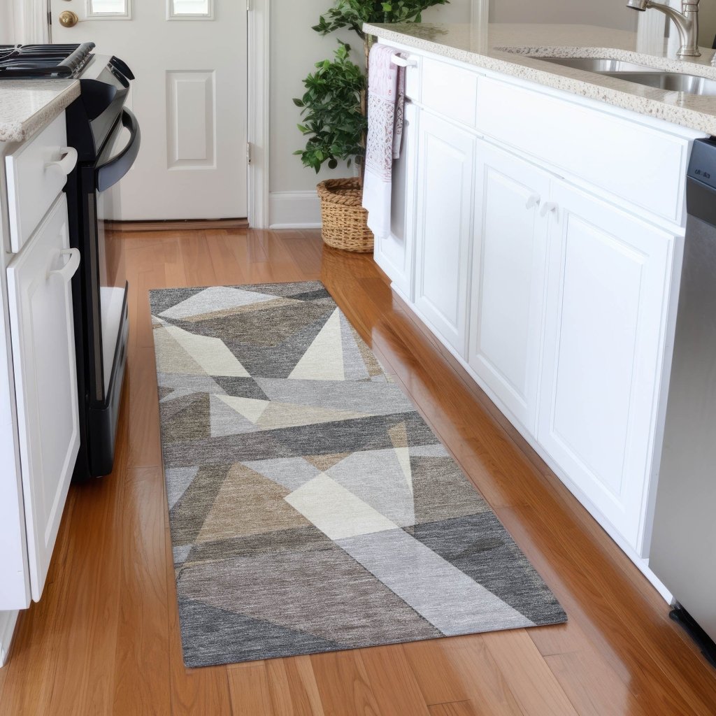 LOOMLAN Rugs Contoure Brown Washable Indoor-Outdoor Rug