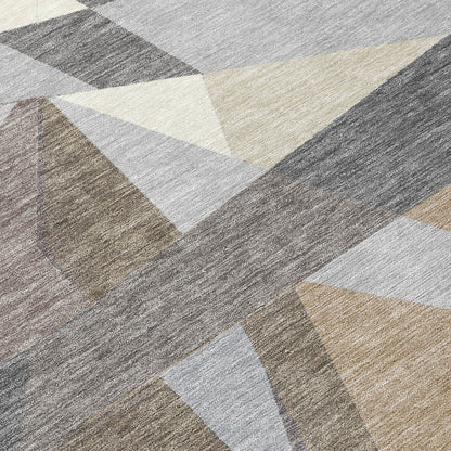 LOOMLAN Rugs Contoure Brown Washable Indoor-Outdoor Rug
