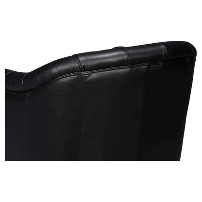 Sarreid Coolidge Leather Black Swivel Arm Chair