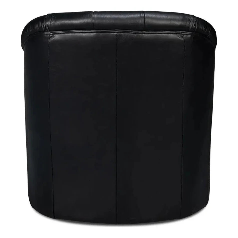 Sarreid Coolidge Leather Black Swivel Arm Chair