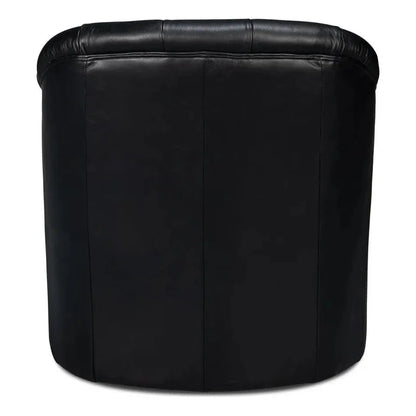 Sarreid Coolidge Leather Black Swivel Arm Chair